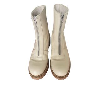 Bertuchi Front Zip Lug Sole Leather Ankle Boots Sz 9.5